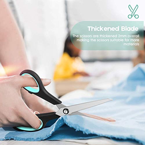 8.5" Heavy Duty Black Scissors for Office School Classroom Home Use (Yellow, Grey, Blue / 3-Pack)