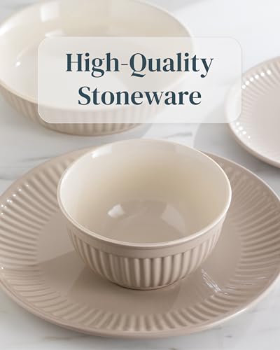 24 Piece Stoneware Dinnerware Set for 8 (Hygge / Light Brown / Set for 8 (24pcs))