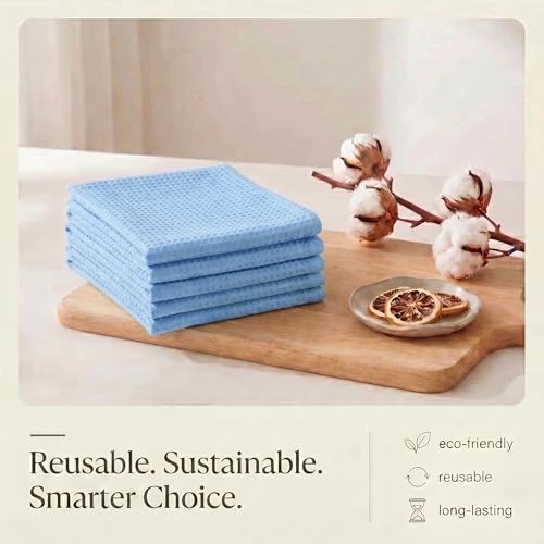 Kitchen Towels Cotton Dish Towels 20”x30” (18" x 28" (Set of 6) / 071 Sky Blue)