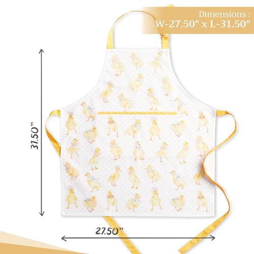 Aprons for women with Pocket 100% Cotton Pack of 1 (115 - Ducklings in Spring)
