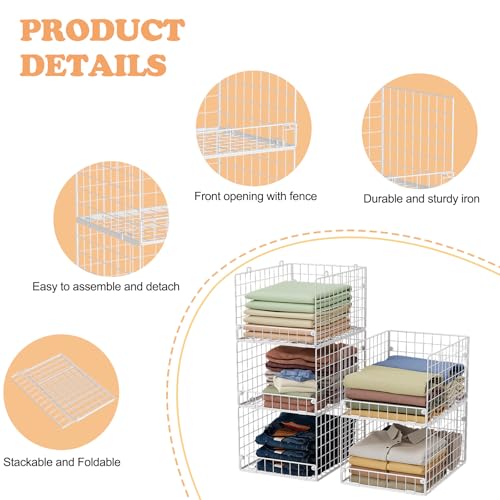 5 Tier Stackable Closet Storage Shelves (White / 5-Tier)