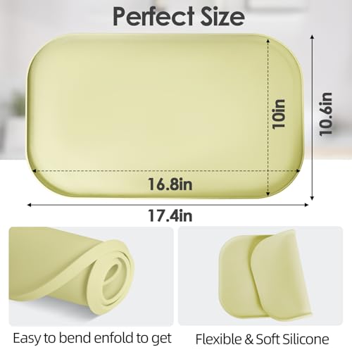 Silicone Coffee Maker Mat with Lip for Countertops 17.4''x10.6'' Sage Green (Sage Green / 17.4'' x 10.6'')