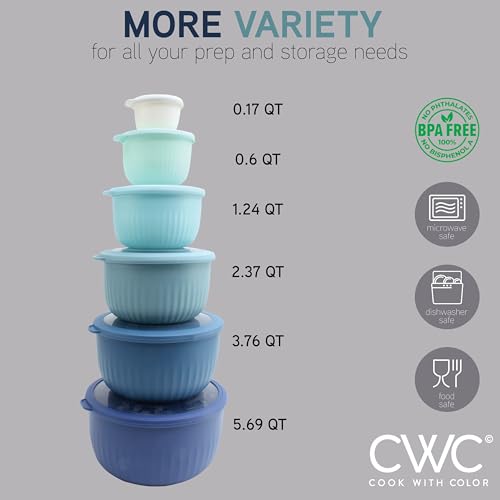 Prep Bowls with Lids (Blue / 12 Piece Set - Deep Bowls)