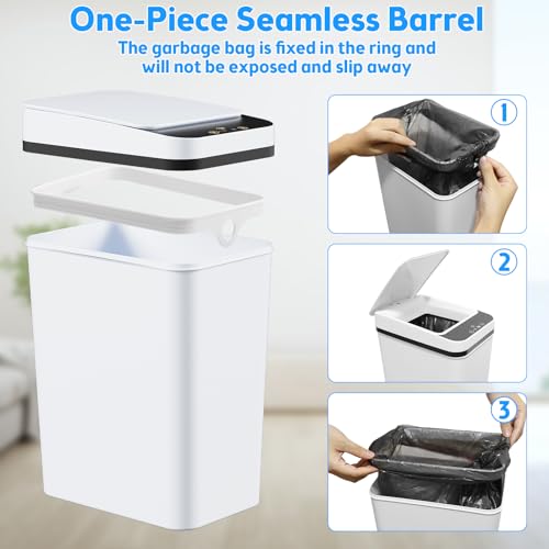 2 Pack 2.2 Gallon Automatic Touchless Garbage Can (2 Pack 2.2 Gallon White)