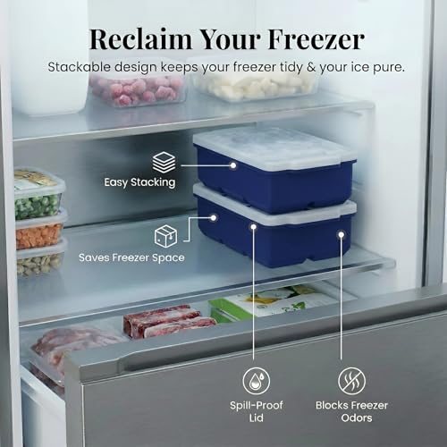 Large Silicone Ice Cube Tray (Navy Blue / 2-Pack)