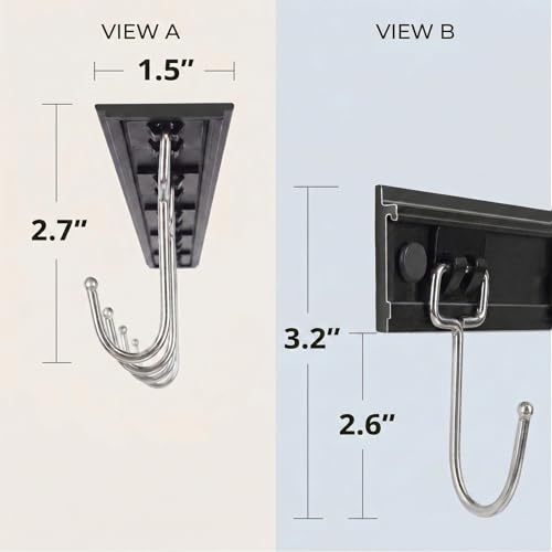 2pcs Utensil Racks with 6 Hooks 11 Inch Mug Holder Under Cabinet Kitchen Utensil Holders Multifunctional (BLACK / 11 inch & 6 hooks)