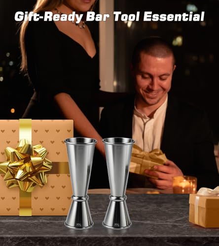 2 Pack Stainless Steel Cocktail Jiggers (2 Pack-B / Silver)