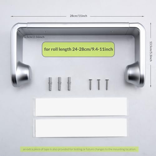 ONE Hand Simple Tear Paper Towel Holder Under Cabinet (Silvery / for 24-28cm roll)
