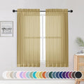 Sheer Curtains 54 Inch Length 2 Panels Set (Gold / 42"W x 54"L (Pack of 2))