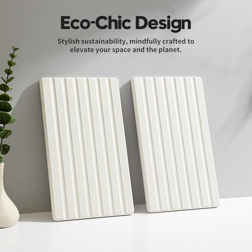 2PCS Water Absorbing Stone Drying Tray Mat for Bathroom Sink & Kitchen Counter Organizer