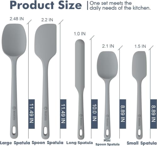 5 Pieces Silicone Spatulas Set (Gray / 5 pieces)