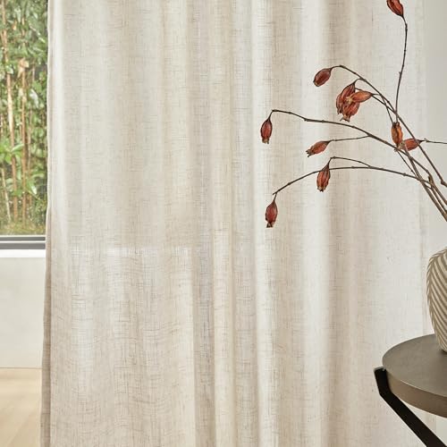 Linen Curtains for Sliding Glass Door (50"W x 120"L (Pack of 2) / Linen)