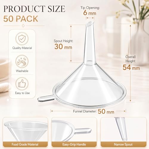 50 Pcs Small Funnels for Filling Small Bottle Mini Funnel (2.16'')