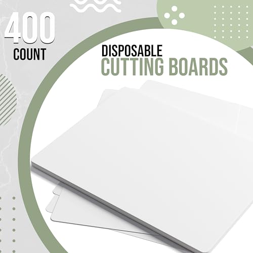 Disposable Cutting Boards for Kitchen 400 Count White Cutting Board 10 Inch X 13.5 Inch Flexible Cutting Boards For Kitchen ~ Patent Pending ~ Recyclable Disposable Cutting Board Sheets (White / Medium 400 Count)