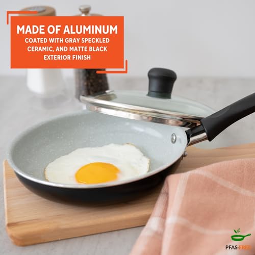 IMUSA 6.3 Inch Premier Cera Aluminum Gray Speckled Ceramic Egg Pan