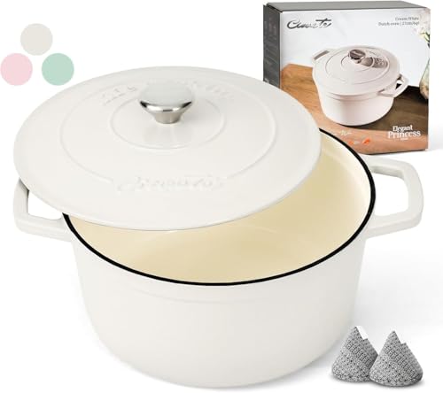 Enameled Cast Iron Dutch Oven Pot (Off White / 6 QT)