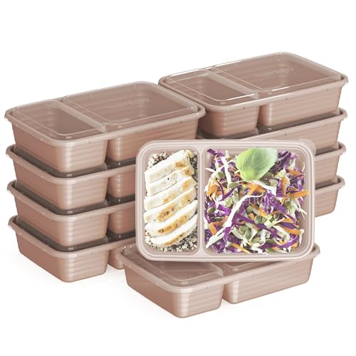 Prep 2 Compartment Meal Prep Containers with Lids (Rose Gold)