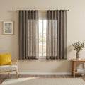Dark Brown Sheer Curtains 63 inch Length Semi Sheer Curtains for Bedroom Light Filtering Short Window Treatment Privacy Protect Boho Farmhouse Soft Drapes Set (50"W x 63"L (Pack of 2) / Dark Brown)
