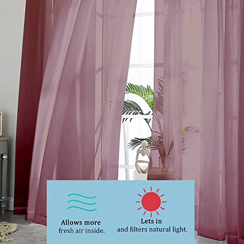 Sheer Curtains (Burgundy / 42"W x 84"L (Pack of 2))