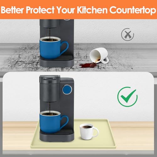 Silicone Coffee Maker Mat with Lip for Countertops 15.7''x11.8'' Sage Green (Sage Green / 15.7'' x 11.8'')