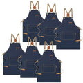 Chef Apron with Cross Back Straps for Men Women (Navy, 6pack)