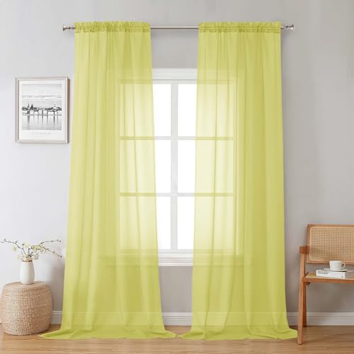Lemon Sheer Curtains 96 Inches Long 2 Panels (Lemon / 42"W x 96"L (Pack of 2))