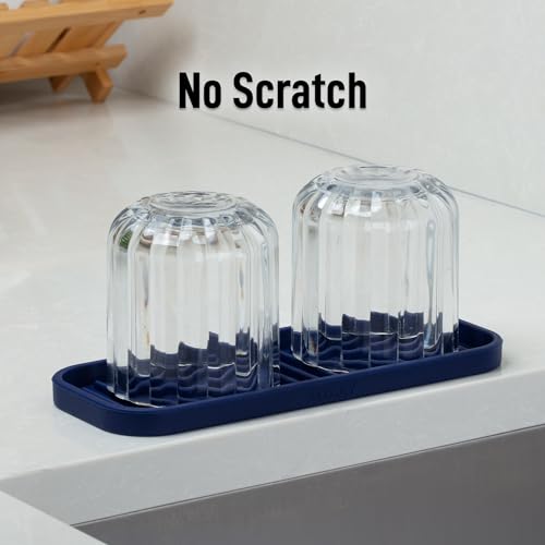 9x3.5) Silicone Sponge Holder for Kitchen Sink - Flexible Multipurpose Soap Tray - Sink Organizer for Kitchen, Bathroom, Makeup, Trinkets & More (Dark Blue) (Dark Blue (Medium) / Medium (9x3.5))