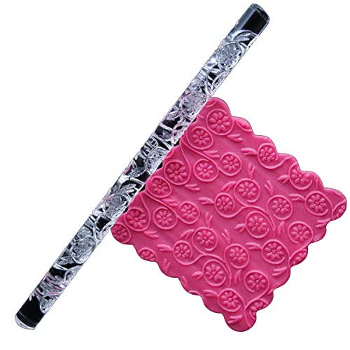 Floral Vine Embossed Acrylic Rolling Pin (52017 flowers and plants)