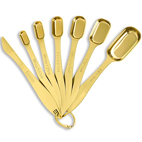 Heavy Duty Measuring Spoons Set Stainless Steel (Gold)