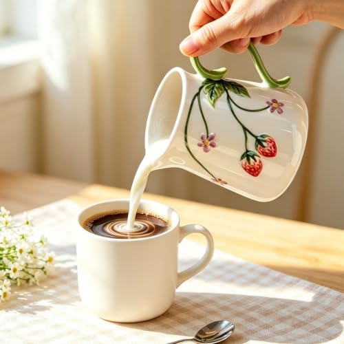 Ceramic Creamer Pitcher 16.2oz Strawberry Relief