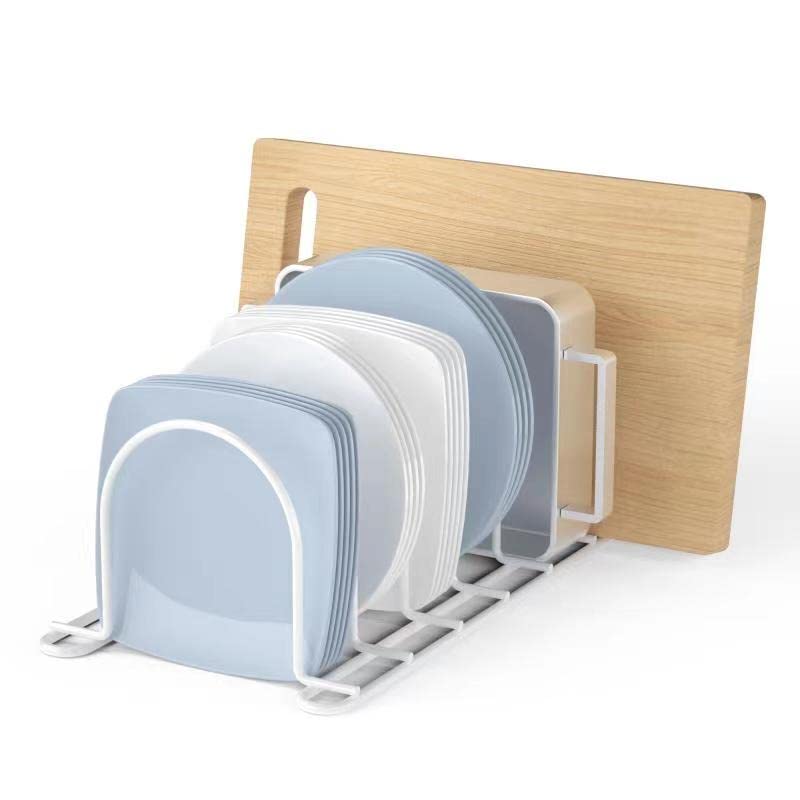 Plate Rack for Cabinet (White /pot lids holder (6 slot))
