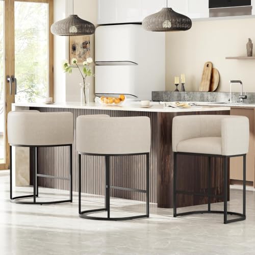 26" H Counter Height Bar Stools Set of 4 (Beige / Set of 4)