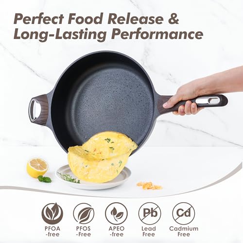 Nonstick Frying Pan Skillet with Lid (3.8QT / 10.5IN / Classic Black)