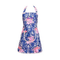Kitchen Aprons for Women Personalized Vintage Rose Floral Aprons with Lace Ruffle & 2 Pockets Cute Apron Dress Cooking Gradening Painting Linen Cotton Aprons Gift for Mom Wife Sister Grandma (Blue)