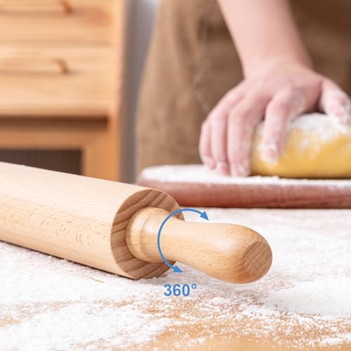 Rolling Pin for Baking (15.75 Inches-Handle / Light Yellow)
