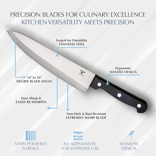 14 Pcs Kitchen Knife Set with Block (14 Pcs / Black)