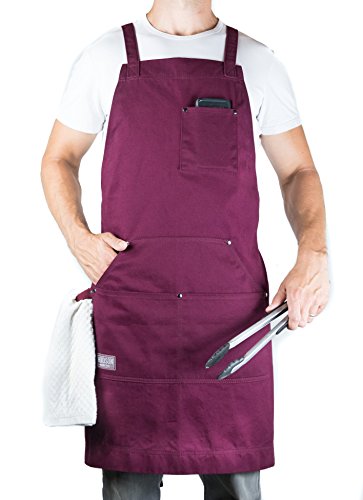 Professional Grade Chef Apron for Men and Women (Burgundy)