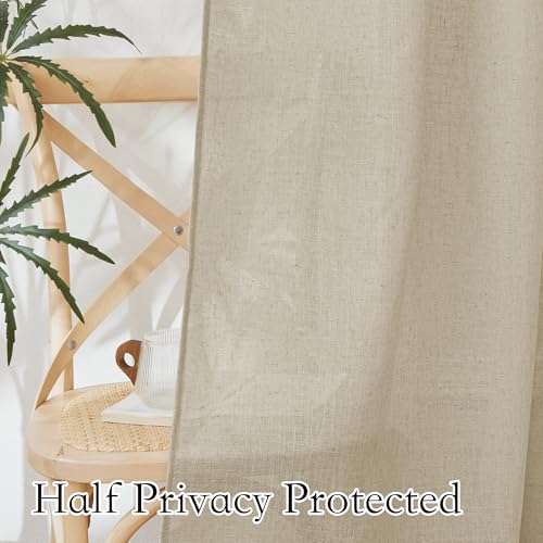 Extra Long Linen Curtains for Dining Room 120 inches Long (Beige / 52"W x 120"L (Pack of 2))