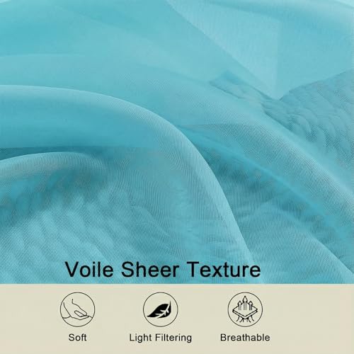 Sheer Curtains 84 Inches Long 2 Panels Set for Bedroom Living Room (Aqua / 42"W x 84"L (Pack of 2))