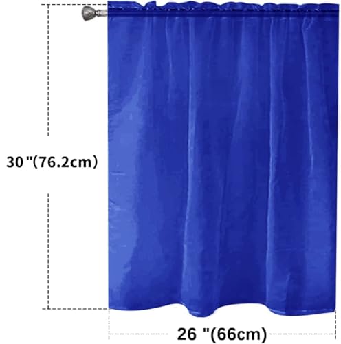Basic Rod Pocket Sheer Voile Window Curtain Panels Blue Sapphire 1 Pair 2 Panels 26 Width 30 Inch Long for Kitchen Bedroom Children Living Room Yard（Blue Sapphire (Blue Sapphire / 26"W x 30"L (Pack of 2))