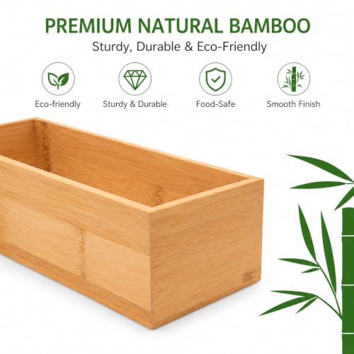 8 Pcs Bamboo drawer Organizer Storage Box