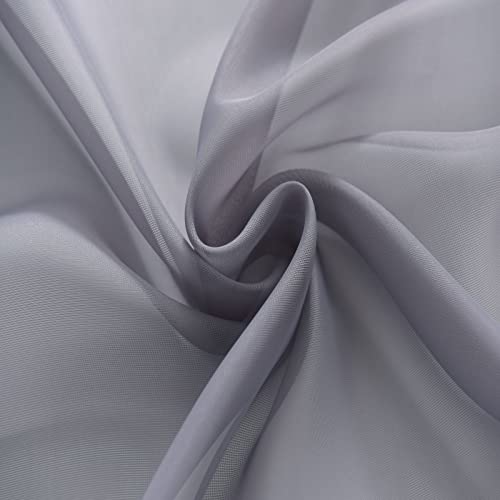 Sheer Voile Window Treatment Rod Pocket Curtain Panels for Kitchen Bedroom Living Room Drapes Sunlight Filtering Privacy Semi Home Decor Assorted Colors Sizes (Grey / 52"W x 90"L (Pack of 2))