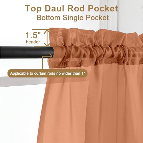 Sheer Orange Curtains 90 inches Long 2 Panels (Orange / 42"W x 90"L (Pack of 2))