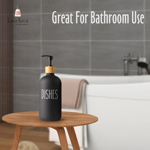 Black Glass Kitchen Soap Dispenser (C04-black-dishes)