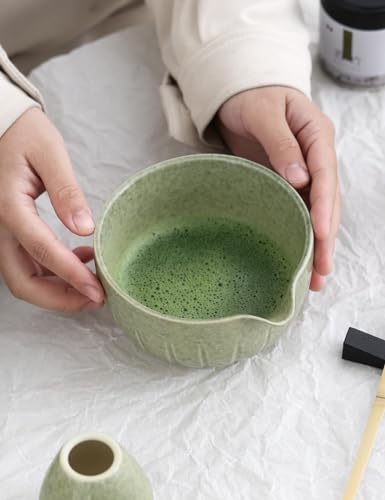 Matcha Set Match Bowl and Whisk (Mottled Green)