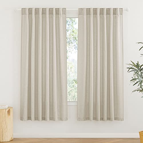 Light Filtering Linen Sheer Curtains 72 inch Long for Farmhouse (Angora / 52"W x 72"L (Pack of 2))