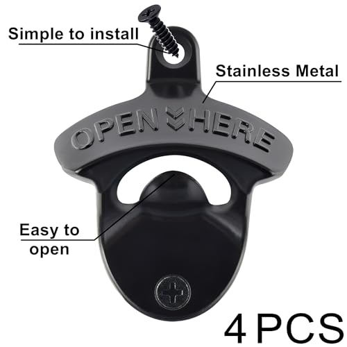 Classic Black Wall Mount Beer Bottle Opener (Black)