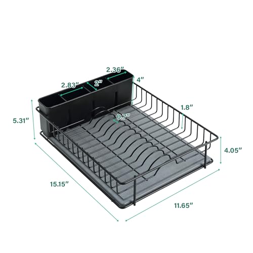 304 Stainless Steel Compact Dish Drying Rack (Black)