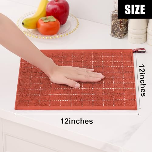 100% Cotton Terry Kitchen Towels (Rust / 12 X 12 - 12 Pack)