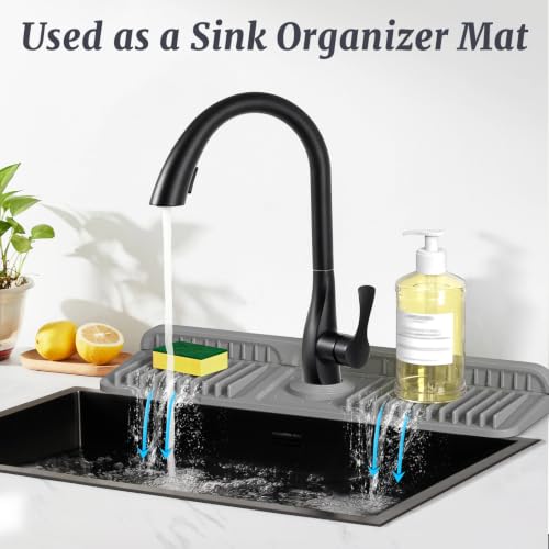 17.7 Inch Faucet Mat for Kitchen Sink Splash Guard (Gray / 17.7" x 5.5")